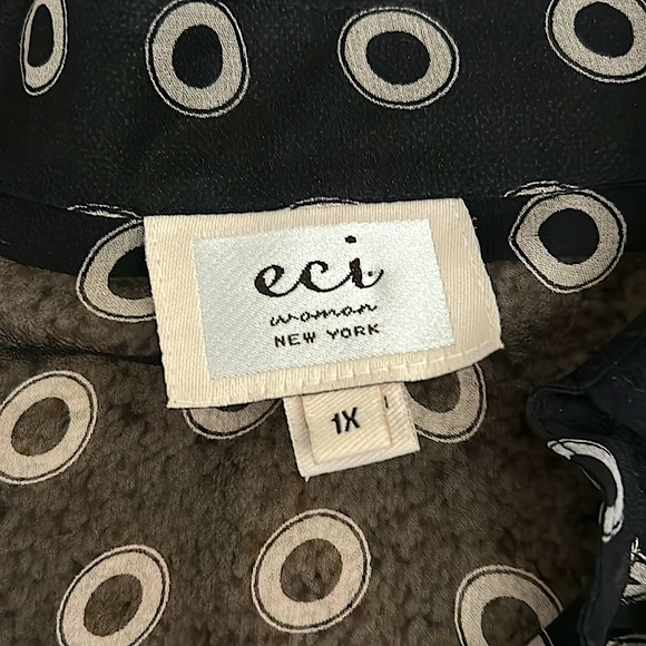 Eci Woman New York 💯% Silk Button Front Short Sleeve Shirt Blouse Top **Sz 1X** - Picture 4 of 4